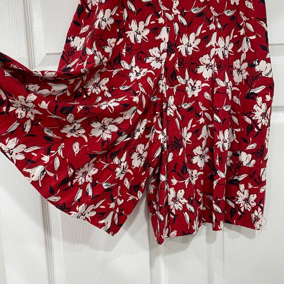 Retro White Stag Red & White Floral Culottes Skirt size 12 preppy ccasual - Picture 2 of 7